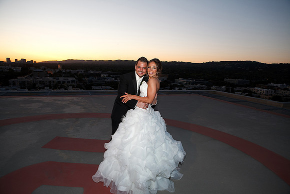 Bride and Groom on Helicopter Landing