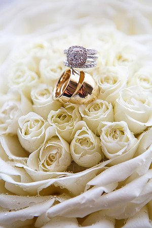 The Wedding Rings with Bridal Bouquet